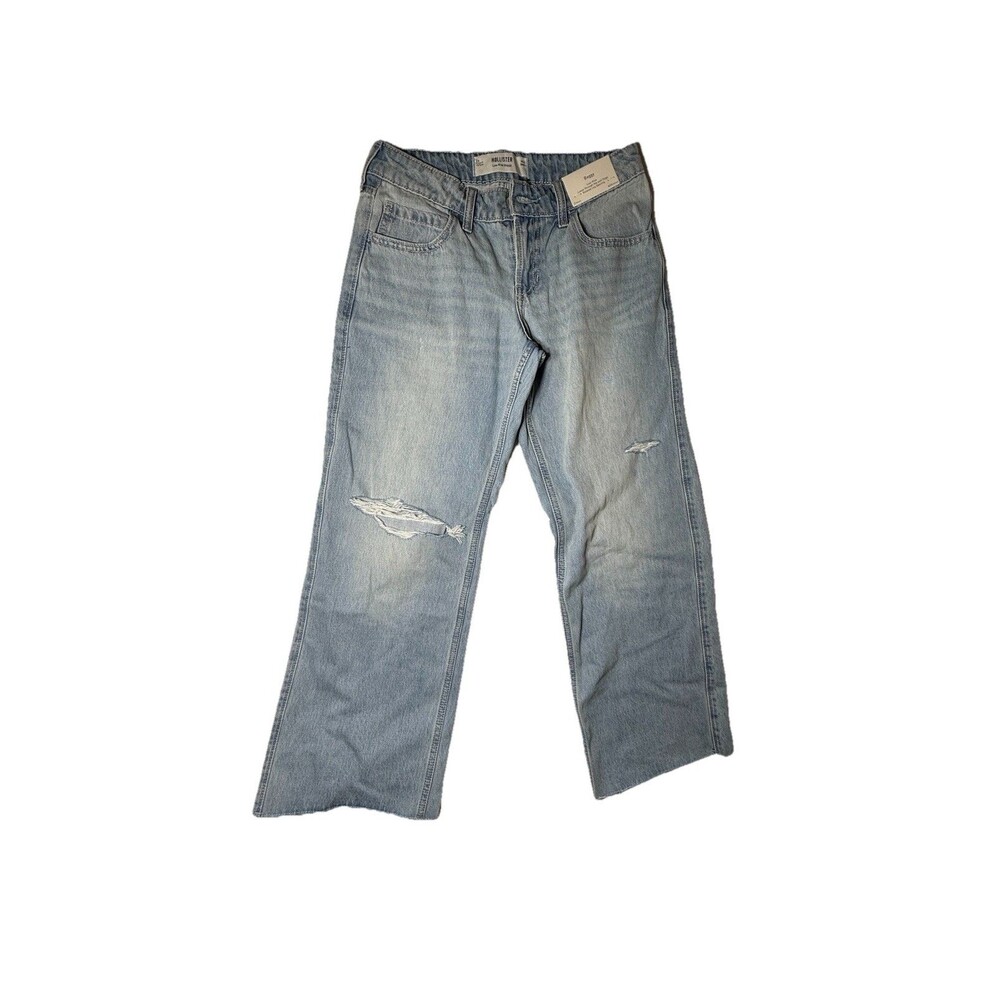 Hollister Low-Rise Baggy Jeans Women’s 2S W26 Short Distressed Light Wash